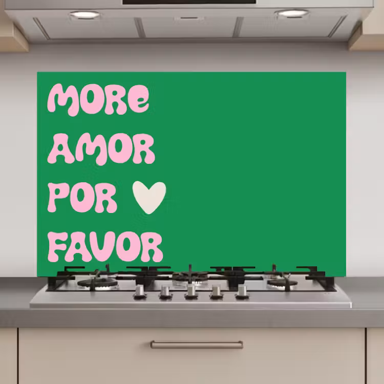 Spatscherm keuken - Amor - Valentijn - Groen - Tekst — 1