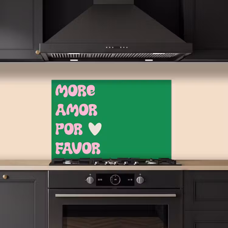 Spatscherm keuken - Amor - Valentijn - Groen - Tekst — 2