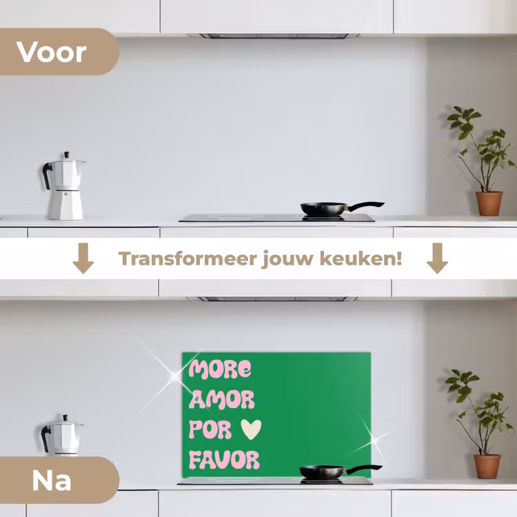 Spatscherm keuken - Amor - Valentijn - Groen - Tekst — 3