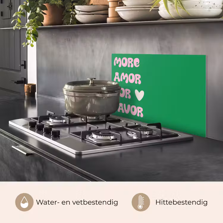 Spatscherm keuken - Amor - Valentijn - Groen - Tekst — 7