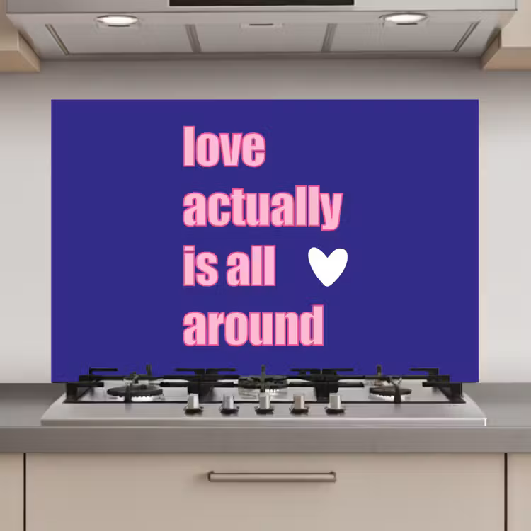 Spatscherm keuken - Tekst - Valentijn - Love - Blauw — 1