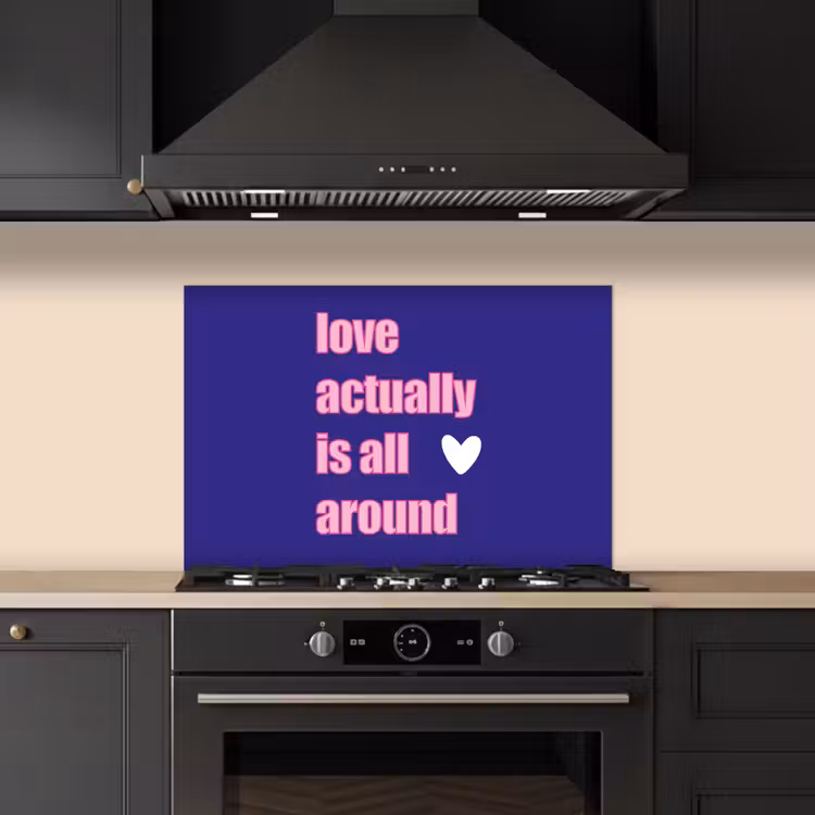 Spatscherm keuken - Tekst - Valentijn - Love - Blauw — 2