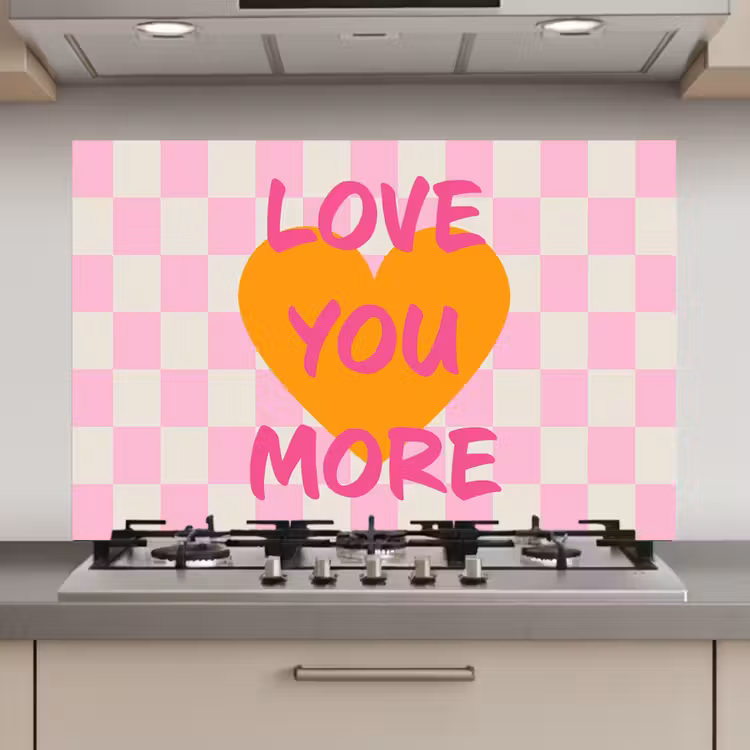 Spatscherm keuken - Valentijn - Love - Roze - Oranje — 1