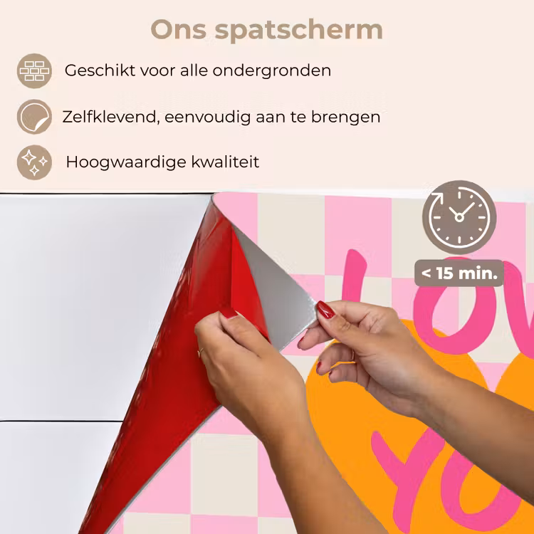 Spatscherm keuken - Valentijn - Love - Roze - Oranje — 4