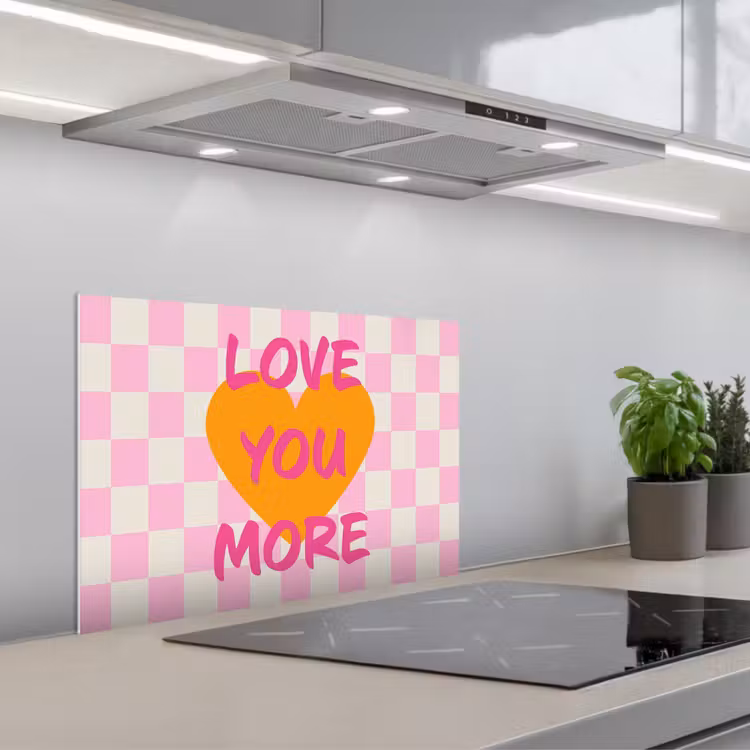 Spatscherm keuken - Valentijn - Love - Roze - Oranje — 5