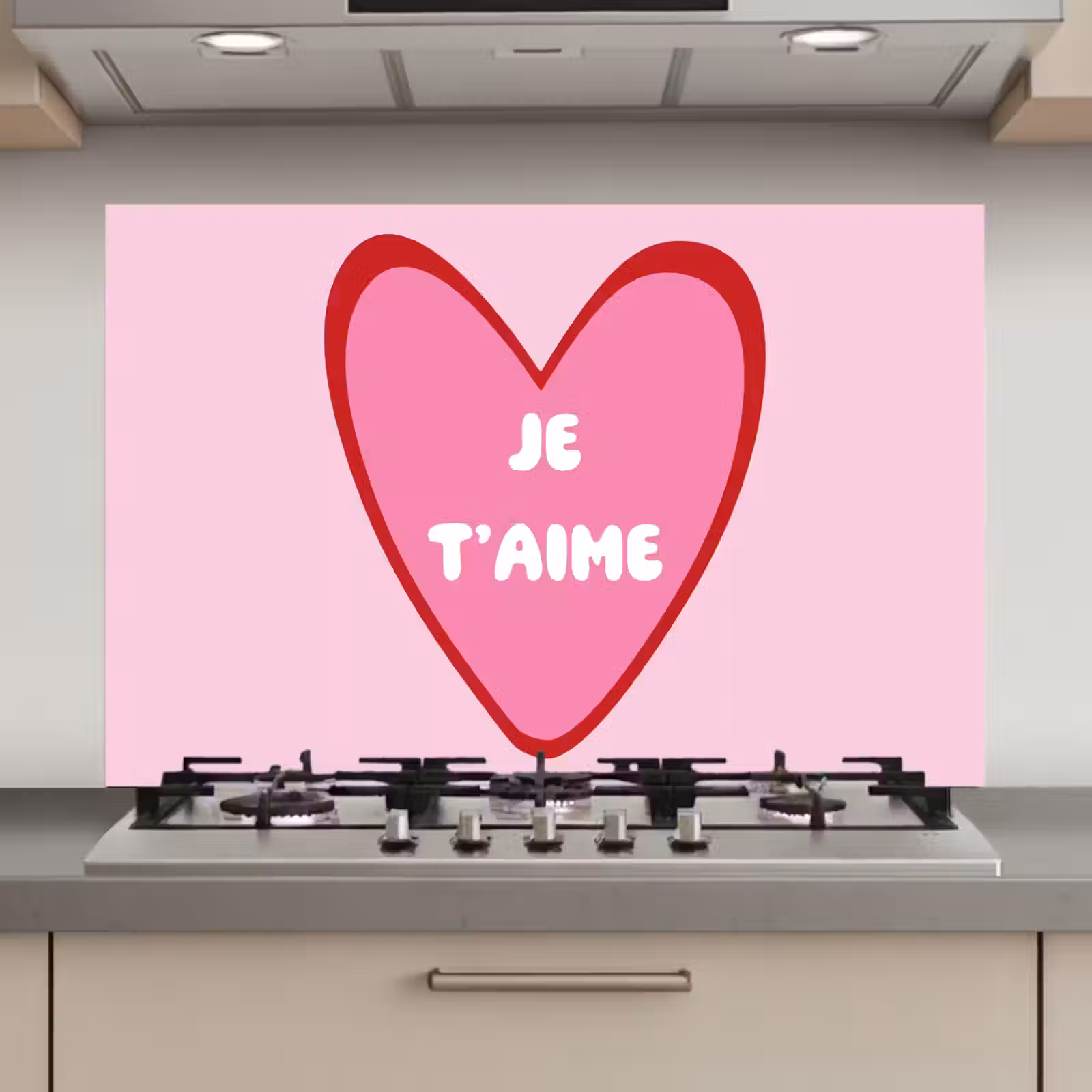 Spatscherm keuken - Hart - Frans - Valentijn - Roze — 1
