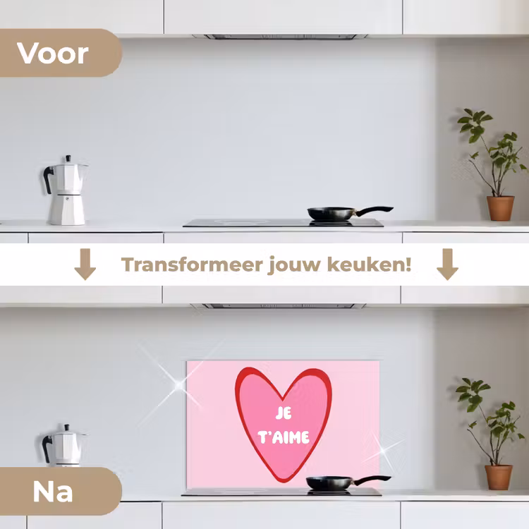 Spatscherm keuken - Hart - Frans - Valentijn - Roze — 3
