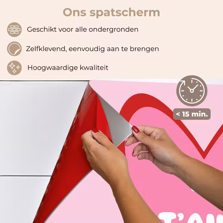 Spatscherm keuken - Hart - Frans - Valentijn - Roze — 4