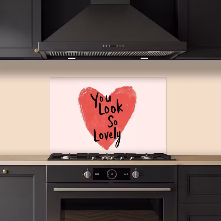 Spatscherm keuken - Hart - Rood - Valentijn — 2