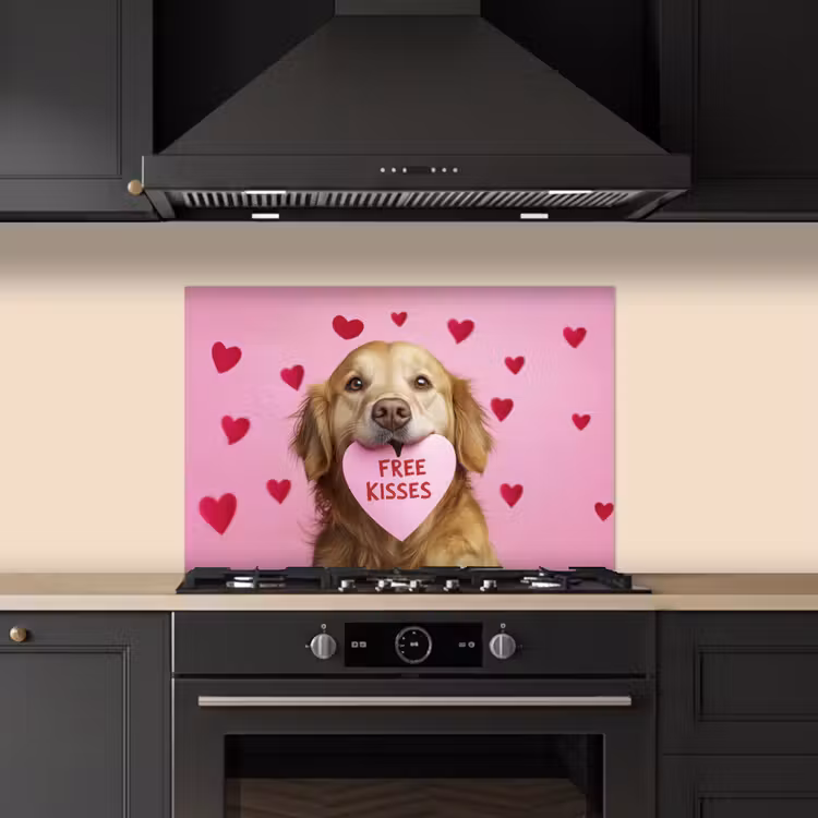 Spatscherm keuken - Hond - Kiss- Valentijn - Hartjes — 2