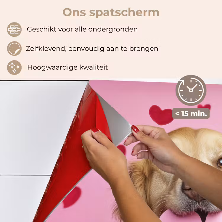 Spatscherm keuken - Hond - Kiss- Valentijn - Hartjes — 4