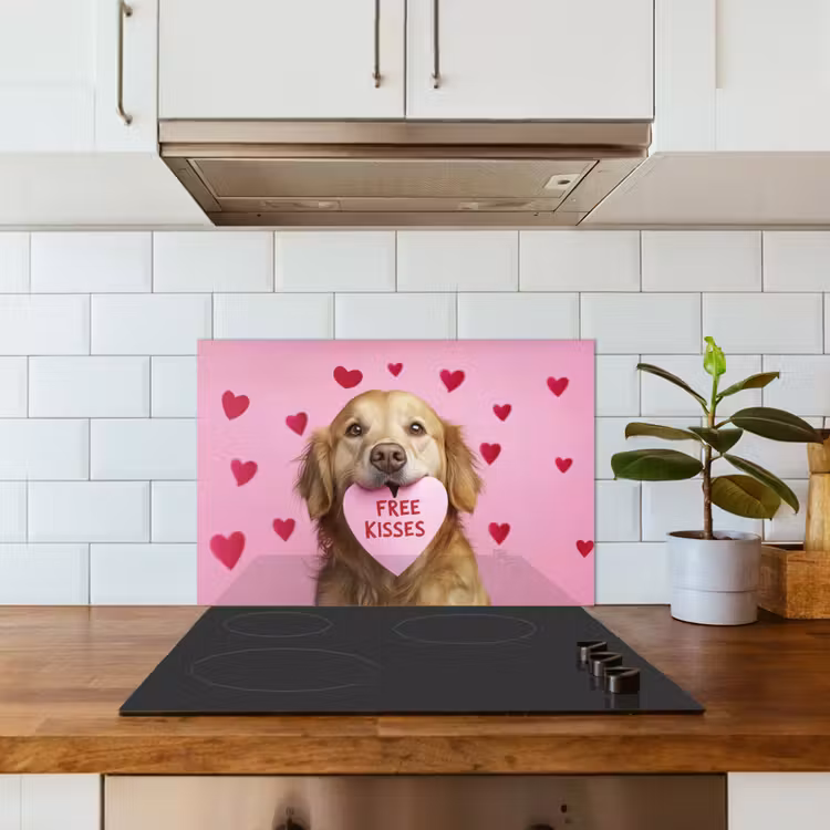 Spatscherm keuken - Hond - Kiss- Valentijn - Hartjes — 6