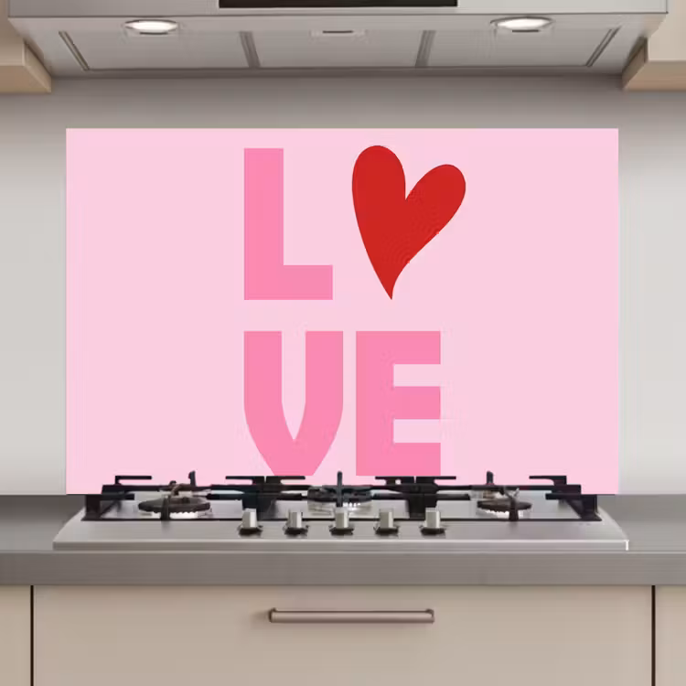 Spatscherm keuken - Love - Roze - Hart - Valentijn — 1