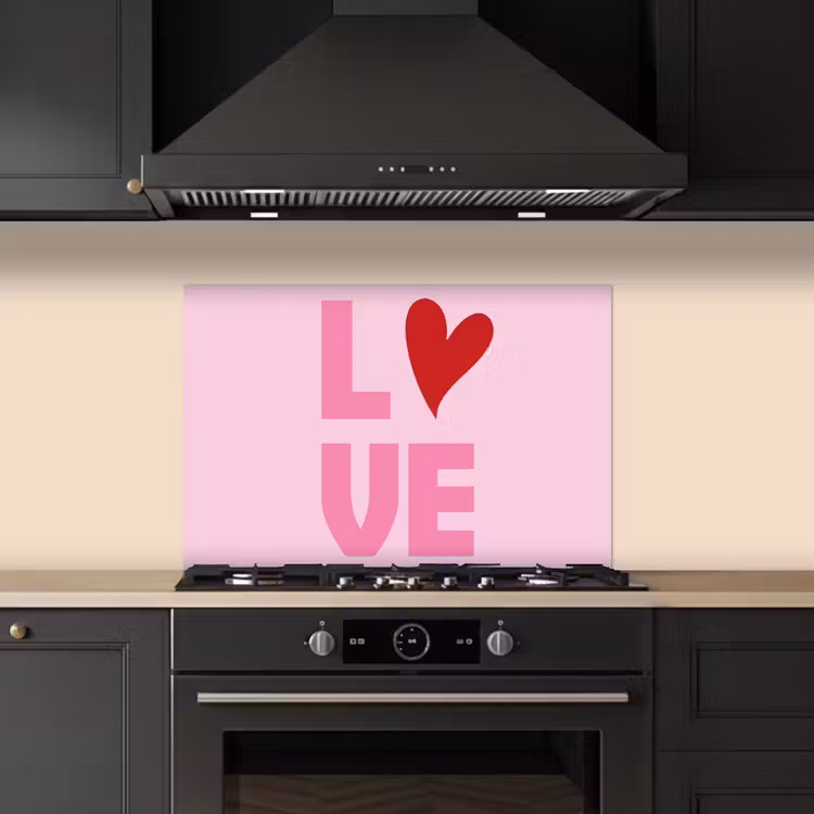 Spatscherm keuken - Love - Roze - Hart - Valentijn — 2