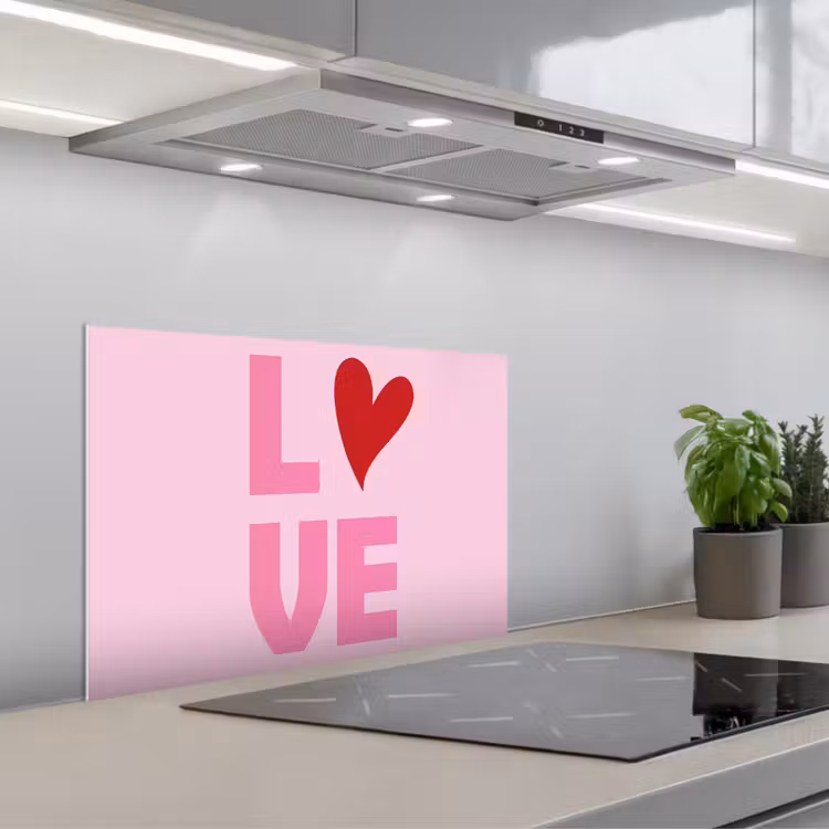 Spatscherm keuken - Love - Roze - Hart - Valentijn — 5