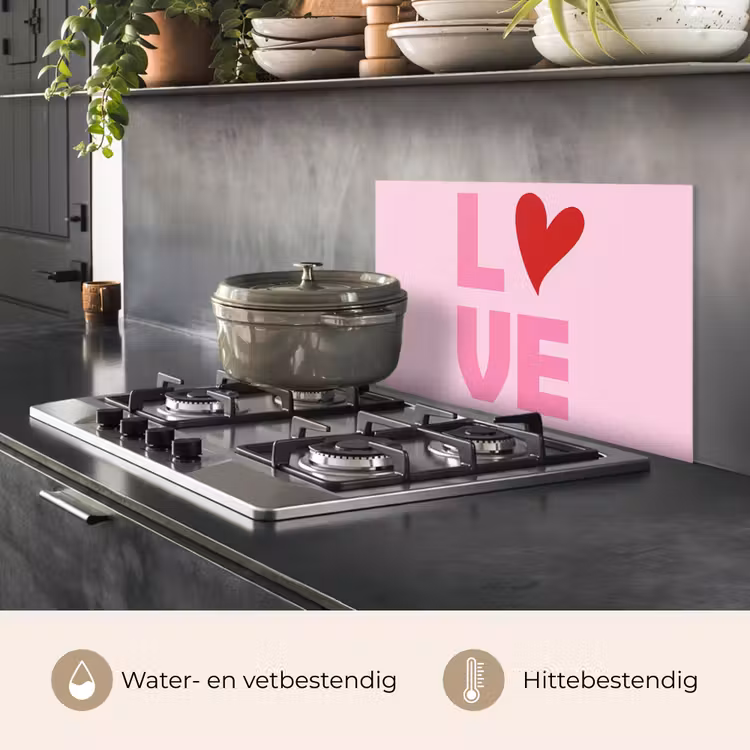 Spatscherm keuken - Love - Roze - Hart - Valentijn — 7