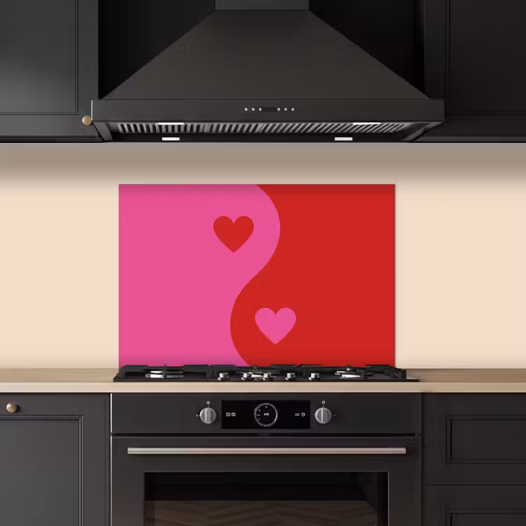 Spatscherm keuken - Minimalistisch - Rood - Roze - Hartjes — 2