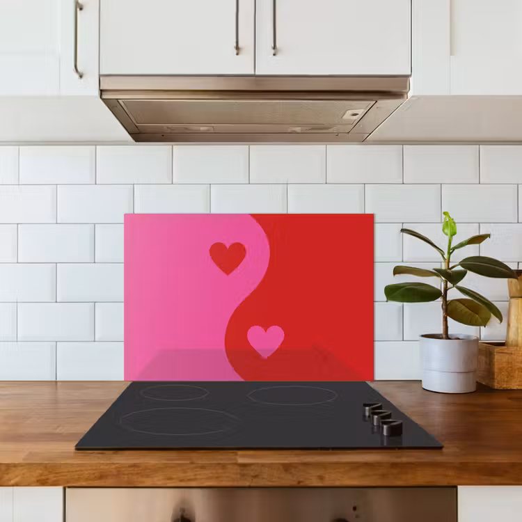 Spatscherm keuken - Minimalistisch - Rood - Roze - Hartjes — 6