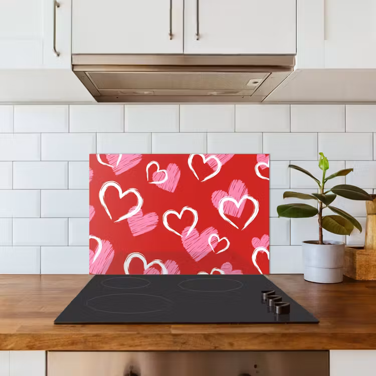 Spatscherm keuken - Patroon - Hartjes - Roze - Valentijn — 6