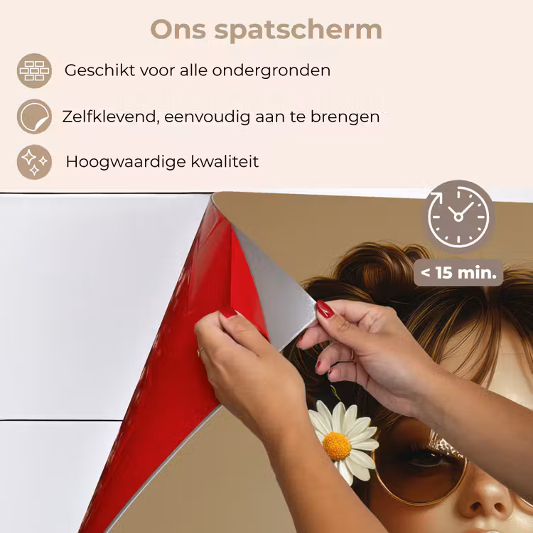 Spatscherm keuken - Vrouw - Beige - Bloem - Modern - Portret — 4
