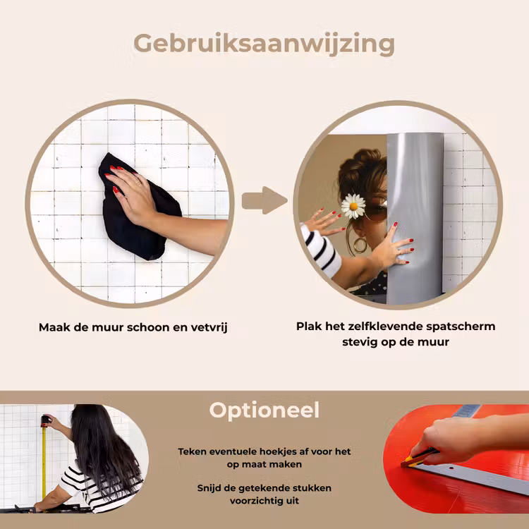 Spatscherm keuken - Vrouw - Beige - Bloem - Modern - Portret — 8