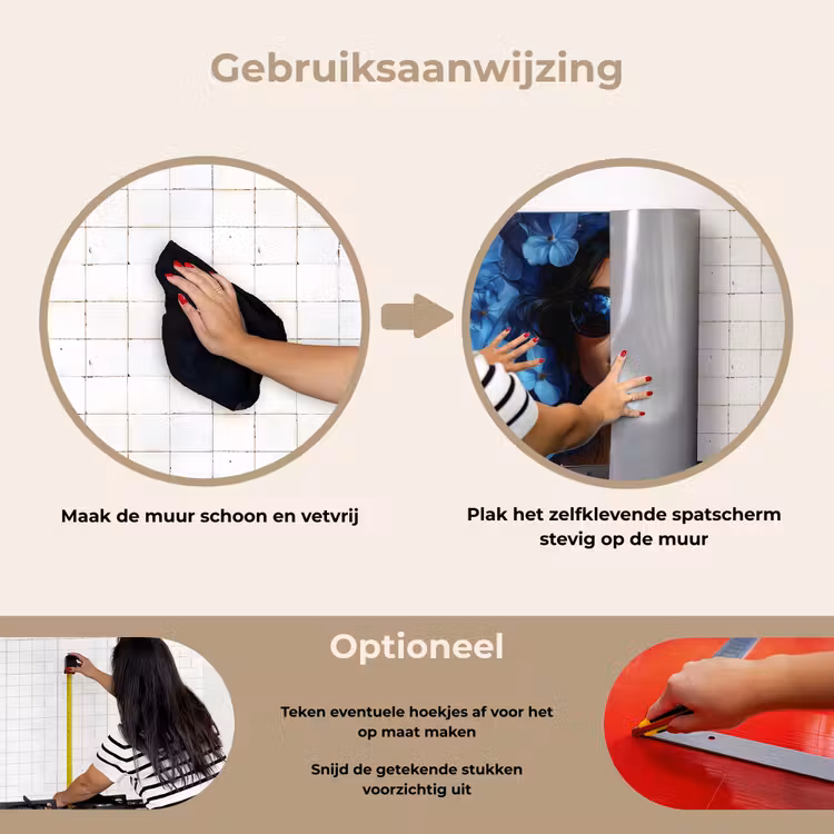 Spatscherm keuken - Vrouw - Blauw - Bloemen - Vlinders - Natuur — 8