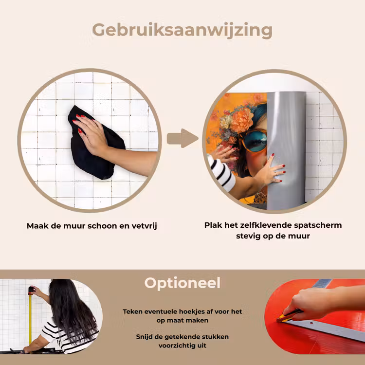 Spatscherm keuken - Vrouw - Bloemen - Aesthetic - Oranje — 8