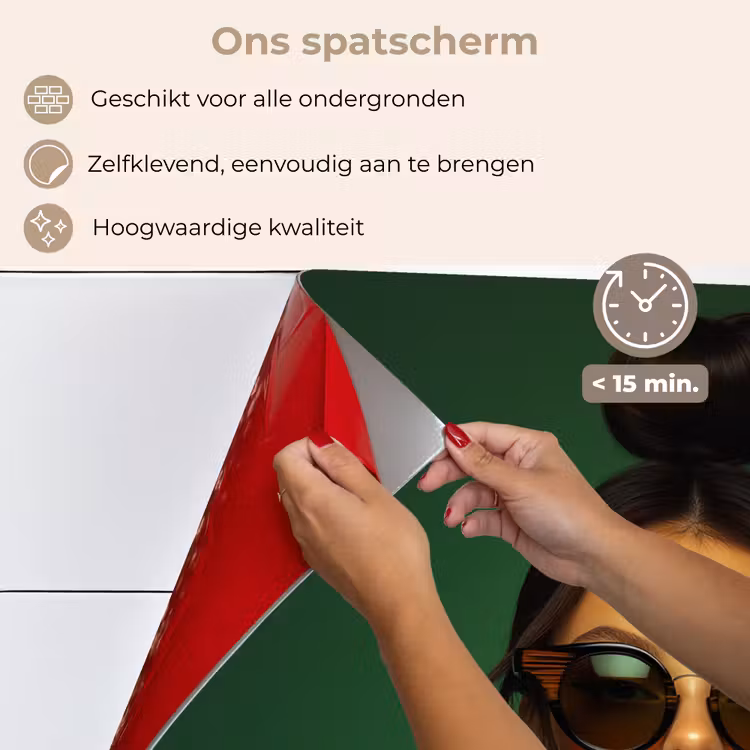 Spatscherm keuken - Vrouw - Groen - Modern - Bril - Abstract — 4