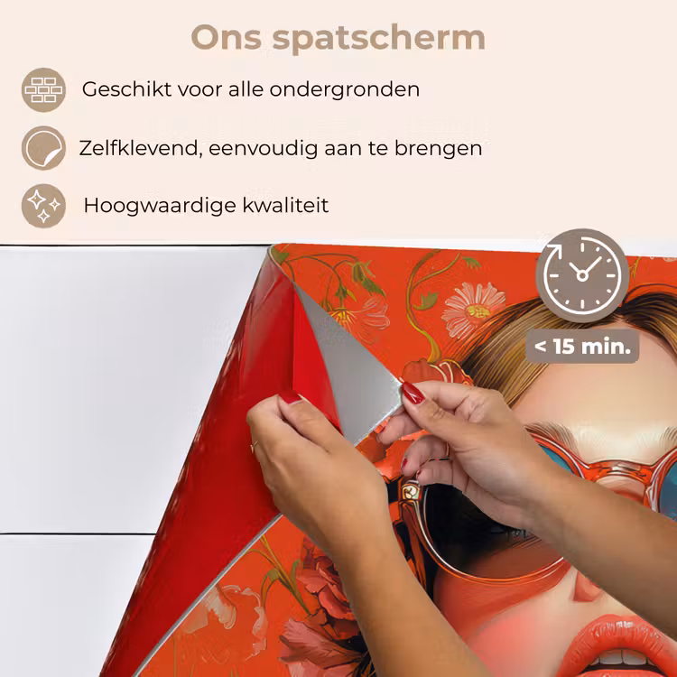 Spatscherm keuken - Vrouw - Kleurrijk - Dierenprint - Bloemen — 4