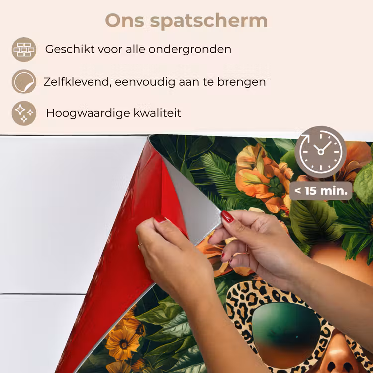 Spatscherm keuken - Vrouw - Panterprint - Jungle - Natuur - Luxe — 4