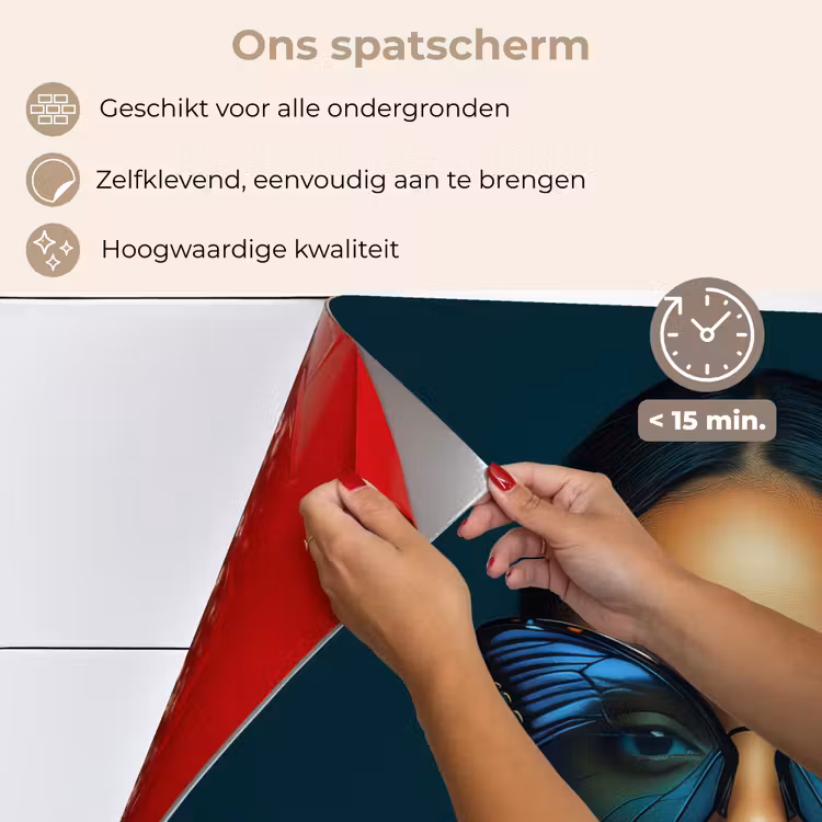 Spatscherm keuken - Vrouw - Vlinder - Bril - Blauw - Modern - Portret — 4