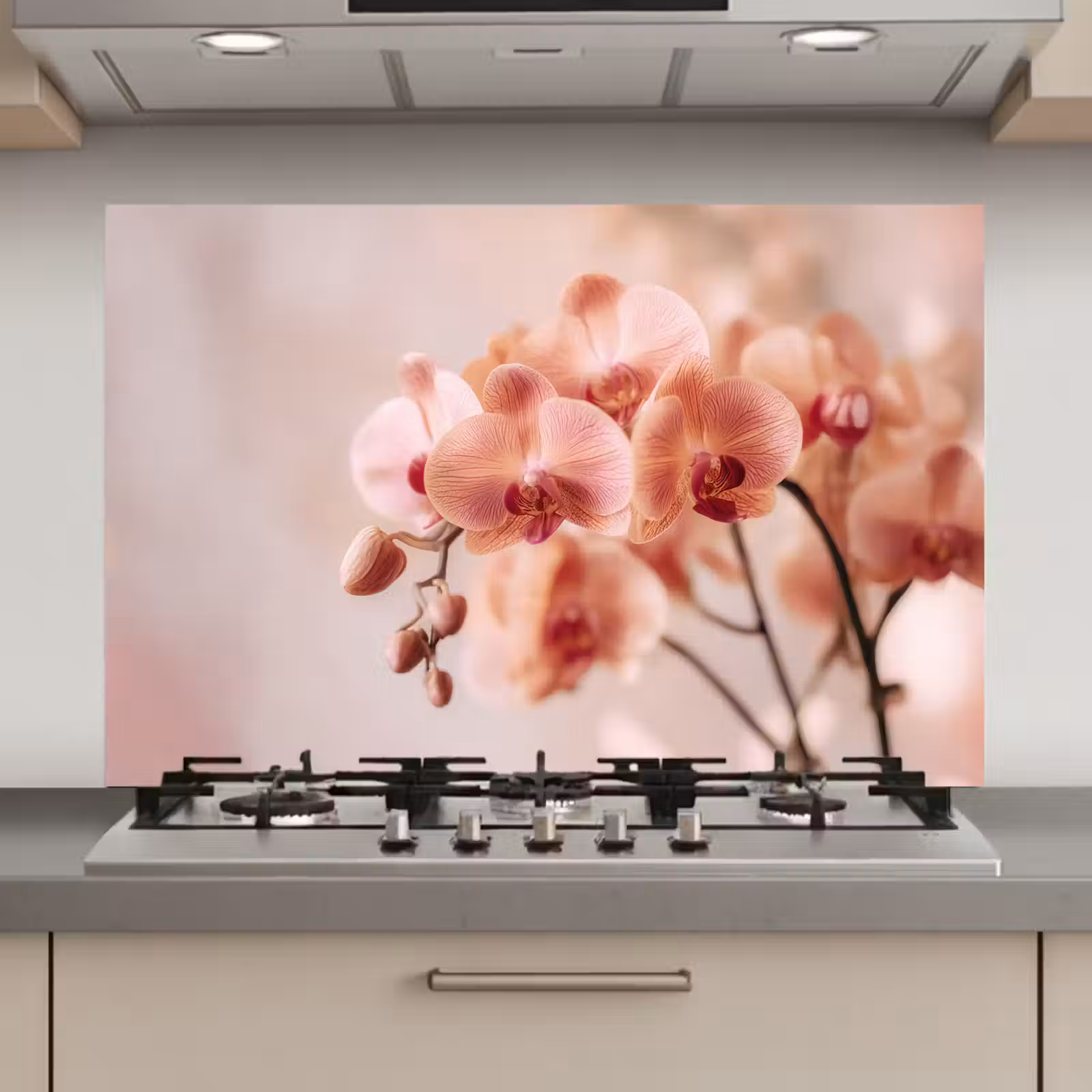 Spatscherm keuken - Orchidee - Bloemen - Roze - Bloemblaadjes — 1