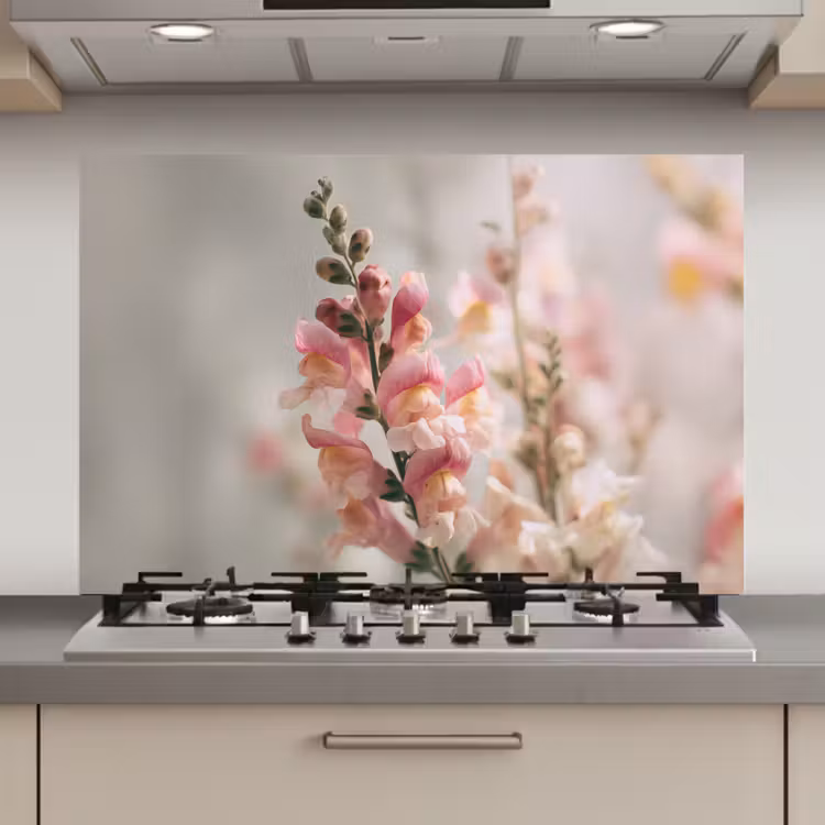 Spatscherm keuken - Bloem - Leeuwenbek - Roze - Stengel — 1