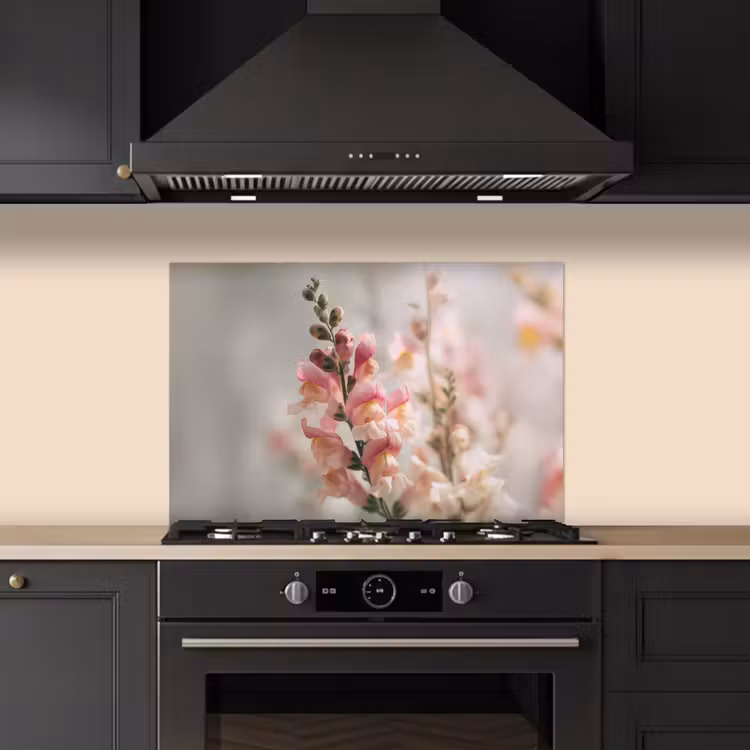 Spatscherm keuken - Bloem - Leeuwenbek - Roze - Stengel — 2