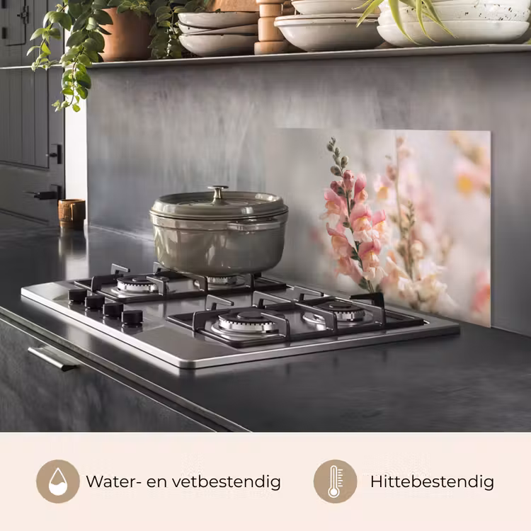Spatscherm keuken - Bloem - Leeuwenbek - Roze - Stengel — 7