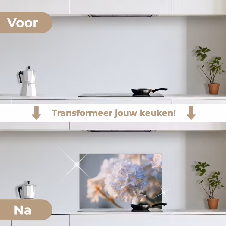 Spatscherm keuken - Bloemen - Lichtblauw - Wazig - Trosje — 3