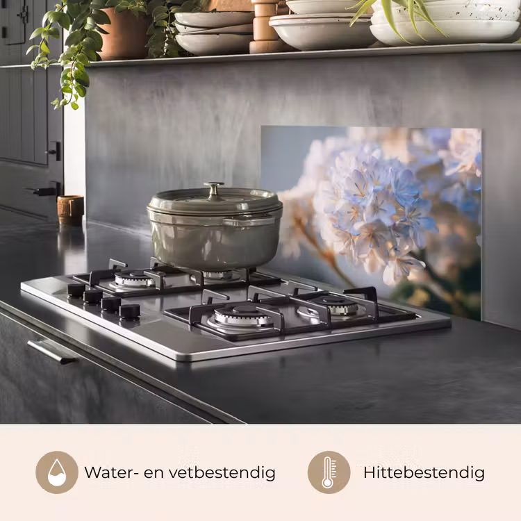 Spatscherm keuken - Bloemen - Lichtblauw - Wazig - Trosje — 7