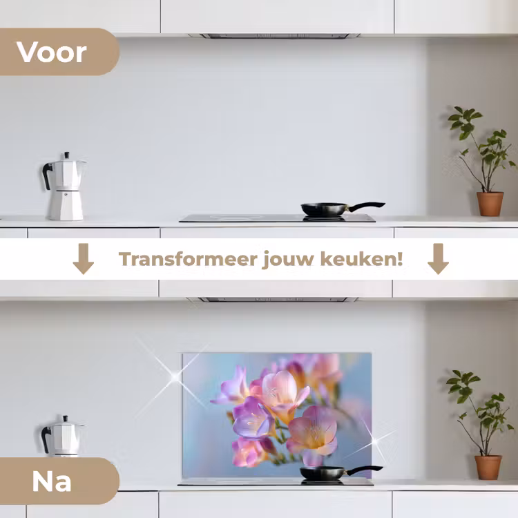 Spatscherm keuken - Bloemen - Paars - Overloop - Meeldraden — 3