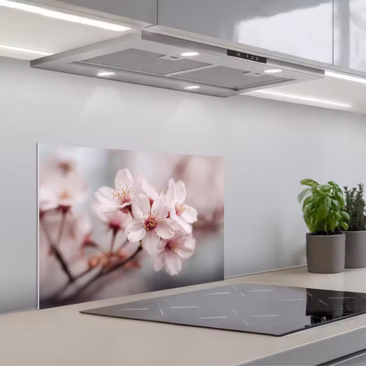 Spatscherm keuken - Bloesems - Meeldraden - Geel - Wazig — 5