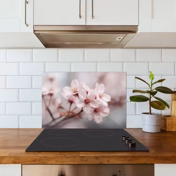 Spatscherm keuken - Bloesems - Meeldraden - Geel - Wazig — 6