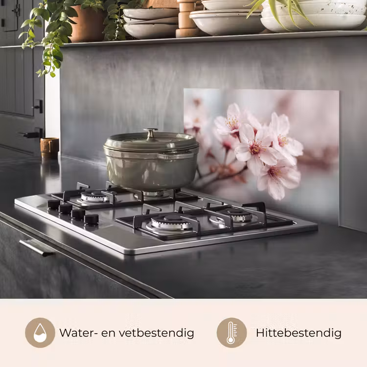 Spatscherm keuken - Bloesems - Meeldraden - Geel - Wazig — 7