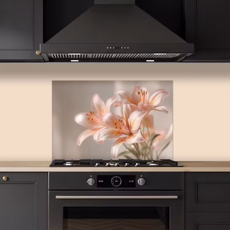 Spatscherm keuken - Lelies - Meeldraden - Roze - Wazig — 2