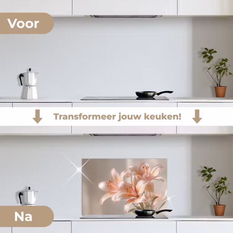 Spatscherm keuken - Lelies - Meeldraden - Roze - Wazig — 3