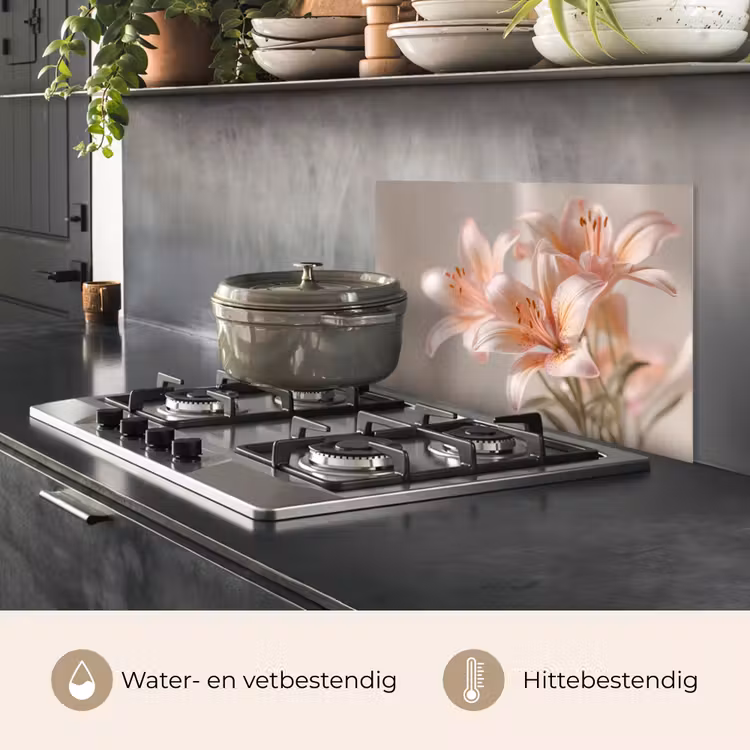 Spatscherm keuken - Lelies - Meeldraden - Roze - Wazig — 7