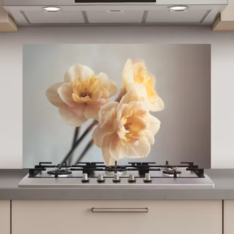 Spatscherm keuken - Narcissen - Geel - Bloemblaadjes — 1