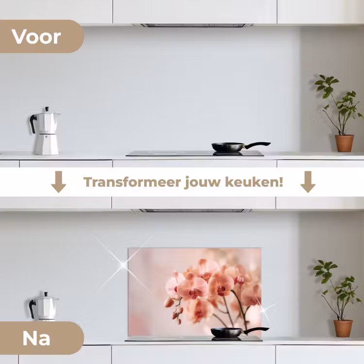 Spatscherm keuken - Orchidee - Bloemen - Roze - Bloemblaadjes — 3