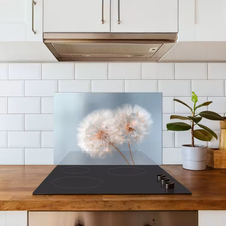 Spatscherm keuken - Paardenbloemen - Pluisjes - Wit — 6