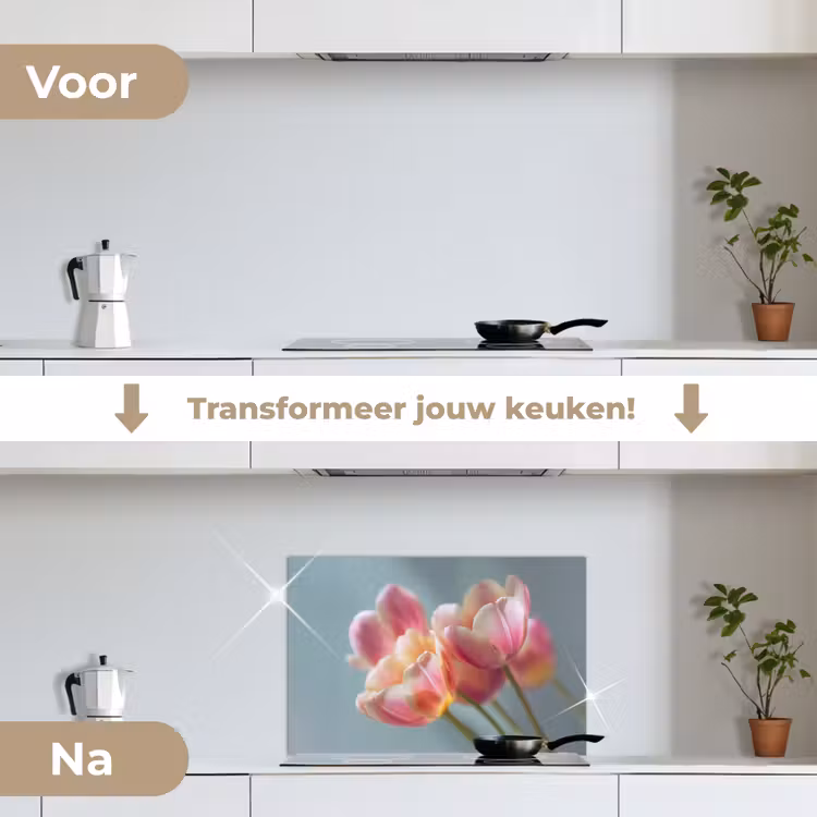 Spatscherm keuken - Tulpen - Roze - Stelen — 3
