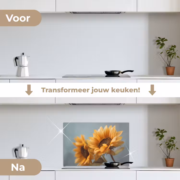 Spatscherm keuken - Zonnebloemen - Geel - Wazig — 3