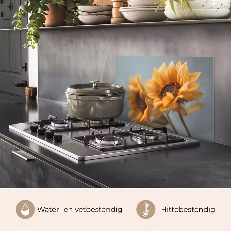 Spatscherm keuken - Zonnebloemen - Geel - Wazig — 7